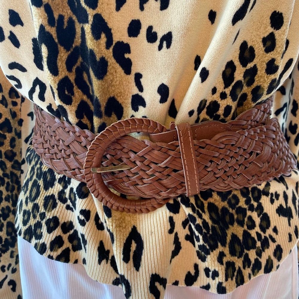 Faux Leather Bread Brown Belt Women Size 1 Length 39”